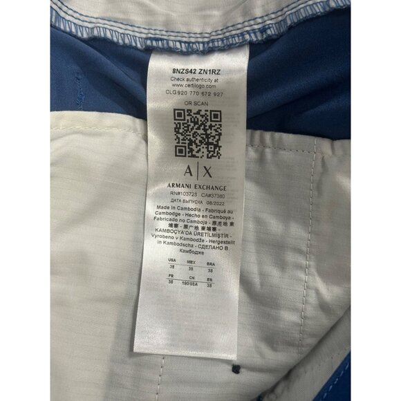Armani Exchange Mens 10" Bermuda Shorts in Stretch Cotton Blend Blue 38 - Picture 6 of 7